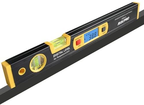 RISEPRO 42cm Digital Torpedo Level Inclinometer Angle Finder Gauge Spirit Level Magnetic Base Backlight Black