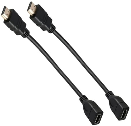 kwinfei 2 Pezzi Cavo HDMI Maschio Femmina, Prolunga HDMI Maschio Femmina 30cm Alta Velocità, Adattatore HDMI 4K, 3D, 1080p per TV Stick, Console, Blu-Ray, PC, PS3/4/5 e Altri Dispositivi