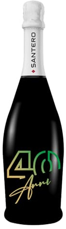 BRANDGIFT.IT Bottiglia Personalizzata Compleanno Santero 958 NERA Spumante Extra Dry Perlage Floreale Bottiglie Personalizzate Anni Compiuti Ottimo Regalo Per Brindisi Originali (VERDE, 40 ANNI)