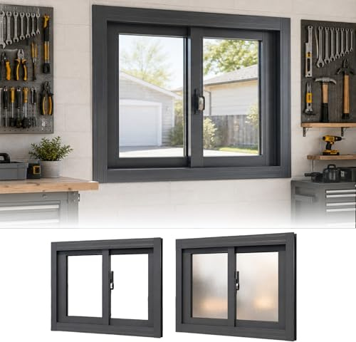 Finestre seminterrate personalizzate - Sostituzione finestre domestiche nere da 18 24 26 30 32 34 36 40, Finestra scorrevole in alluminio con schermo for pollai, bagno
