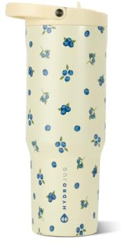 HydroJug Sport 32 oz Insulated Stainless Steel Water Bottle, Freshly Pick'd | Triple wall insulated, circular flip straw, leak-resistant, swivel handle, removable rubber boot, BPA-free, dishwasher safe