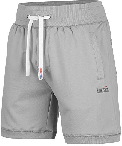 Mount Swiss Kurze Freizeithose Herren Luca I Kurze Sweatpants Herren mit Taschen und Tunnelzug I Kurze Hose für Heim und Hobby I Bequeme Sport Shorts Farbe: grau, Gr. L