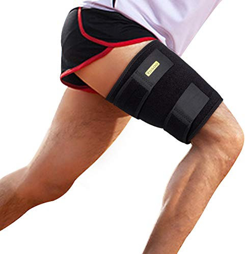 Yosoo Health Gear Manchon de Compression pour Cuisse, Réglable Bandage Cuisse Support Médicale Soutien Cuisse pour Douleurs, Entorses et Claquages a l'aine