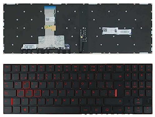 Teclado RETROILUMINADO EN Rojo Compatible con Lenovo Legion Y520 Y520-15IKB R720 R720-15IKB Negro