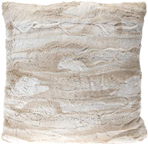 matrasa Fellkissen aus Fleece - 45x45 cm gefüllt - Landhaus Deko Kissen Sofakissen Creme/Braun