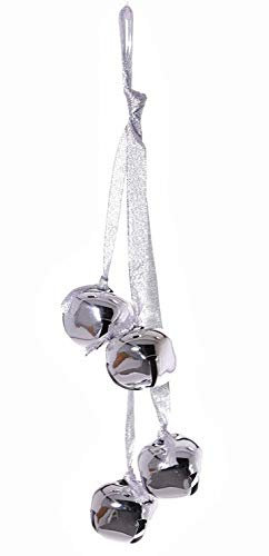 INNA-Glas Weihnachtsanhänger DARA, 5 Stück, hängend, Silber, 35cm, Ø4,5cm - Weihnachtsglocke