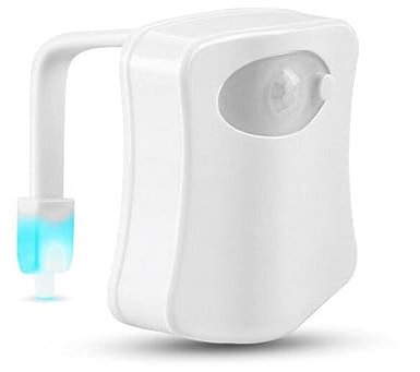 LUOWAN Upgrading Toilet Light with 8 Changes Battery Operated Design Toilet Night Light Motion Sensor Toilet Bowl LED Only Perfectly Activated in Darkness (Toilet Night Light) [Energy Class A+]