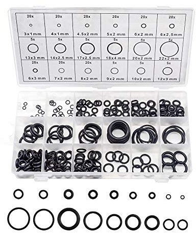 O-Ring 225 Stück Gummi Dichtung 3mm bis 22mm Dichtungsringe Set Dichtungssatz Nitrilkautschuk NBR Dichtungswerkzeug