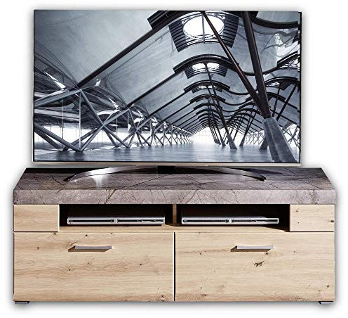 Stella Trading SPIDER PLUS TV-Board in Artisan-Eiche Optik, Caspio - Hochwertiges Low-Board für Ihr Wohnzimmer - 140 x 51 x 47 cm (B/H/T)