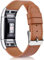 Vancle Kompatibel für Fitbit Charge 2 Armband, Klassisch Echt Lederarmband Ersatzarmband für Fitbit Charge 2 (Braun)