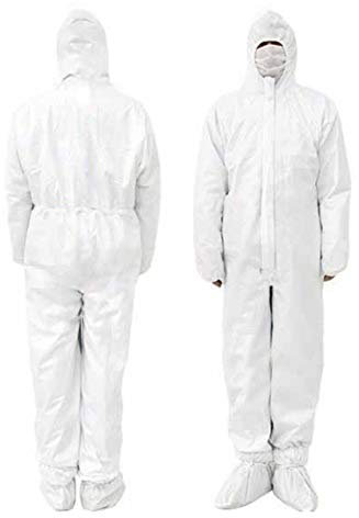 25 Stück Chemikalien-Schutzanzug mit Kapuze, Kategorie III, Typ 5-B und 6-B, strapazierfähig und leicht (XL - 190 cm, weiß)