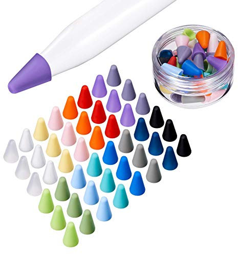 LINGXIU 16 Colors Silicone Nibs Tips Cover Compatible with Apple Pencil 1st and 2nd Generation, Silicone Nibs Caps Slim Lightweight Thin Protective Case Noiseless Drawing Fit iPad Pencil (48 Pack)