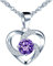 Infinite U - Collana da donna in argento 925, con ciondolo a forma di cuore, decorato con diamanti brillanti,con zirconi incastonati, colore: viola, cod. N5741-C