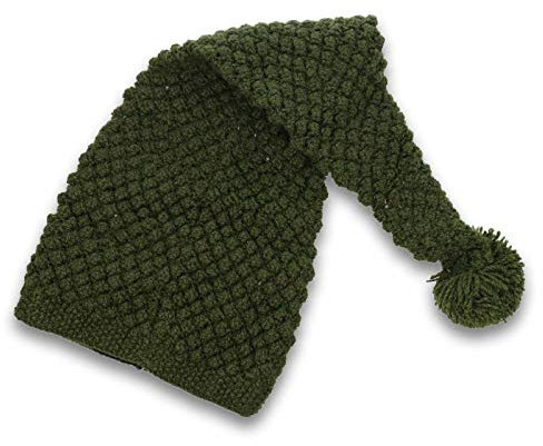 Kunst und Magie Strickmütze Bommelmütze Mütze Wolle Wollmütze Lange Zipfelmütze Klassische Farben, Farbe:Grün
