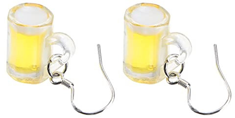 Holibanna Womens Earrings 1 Pair Beer Mug Earrings Perforation Resin Miss Funky Earrings