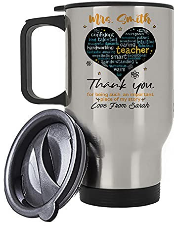 Personalised Teacher Day Gift - Thank You for Being an Important Teacher Appreciation, End of School Year, Retirement Travel Tea/Coffee Mug. (Silver)