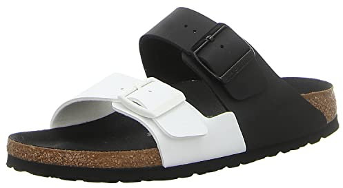Birkenstock Arizona SFB, Sandali a Punta Scoperta Donna, Nero/Bianco (Black White Split), 39 EU