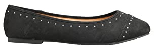 Yours Curve Plus Size - Slip On Ballet Flat Round Toe Ballerina Pumps Lightweight Diamante in Wide E Fit & Extra Wide Eee Fit - Women's Black 5EEE