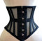 Damen Unterbrust Korsett Waist Trainer Mesh Corset Mesh Corsage mit starker Schnürung (DE/NL/SE/PL, Numerisch, 46, Regular, Regular, Schwarz)