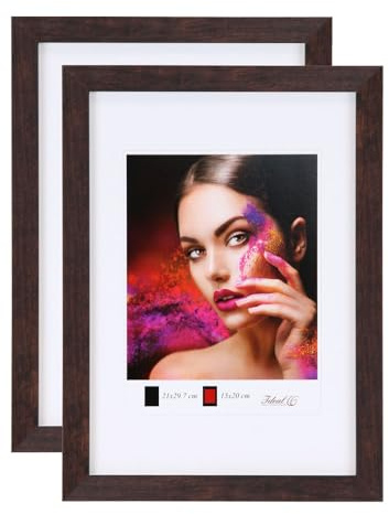 IDEAL TREND 2er 3er 5er Set Holz Bilderrahmen Lifestyle Plexi Foto Rahmen Collage Wanddeko Poster HR-25: Farbe: 2er Pack Nuss | Format: 50x70