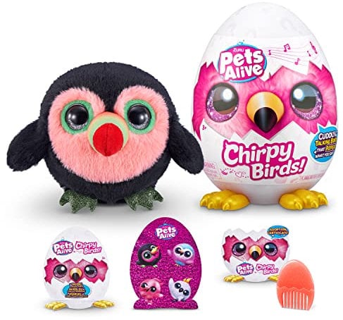 Pets Alive Chirpy Birds - Interaktive Überraschungsspielzeugtiere mit elektronischer Sprachausgabe und Wiederholung, Tukan