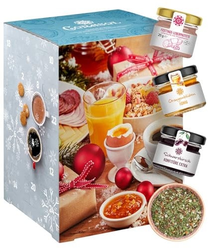 Corasol Premium Frühstücks-Mix Adventskalender 24 kulinarische Highlights von süß bis herzhaft (518 g)