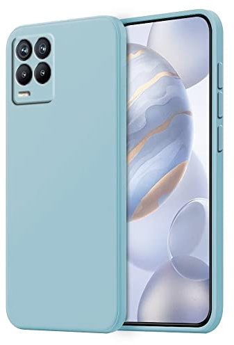 HONLEN Funda Compatible para Realme 8 / Realme 8 Pro Case, (6.4 Inches) Líquida TPU Silicona Cover con Anti-Rasguño, Cáscara Suave Cubierta Azul Claro