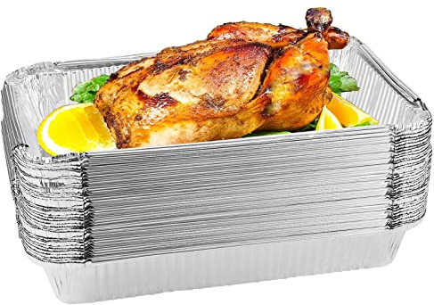 HAKZEON Lot de 25 grands plateaux en aluminium - 31 x 20 x 5 cm - 2250 ml - Pour barbecue, cuisine, pâtisserie, grillage, rôtissage