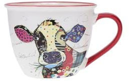 KIUB Bol timbale avec une anse - Motif vache - matière porcelaine fine - contenance 550ML