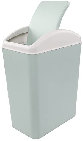 Vareone 15 L Plastic Slim Trash Bin with Swing Lid, Office Waste Basket Garbage Can