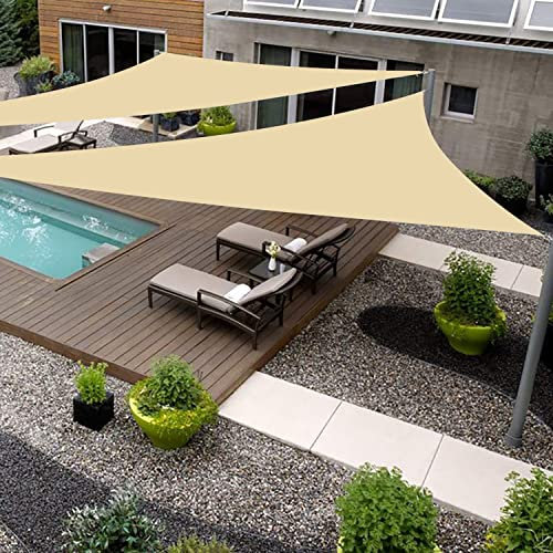 SHADEWIZ Dreieckiges Sonnensegel, 91 x 81 x 81 cm, beige, für Terrasse, Hinterhof, Rasen, Garten, Outdoor-Aktivitäten, kommerzielle Qualität, UV-Blocknetz, wir können individuelle Größen herstellen