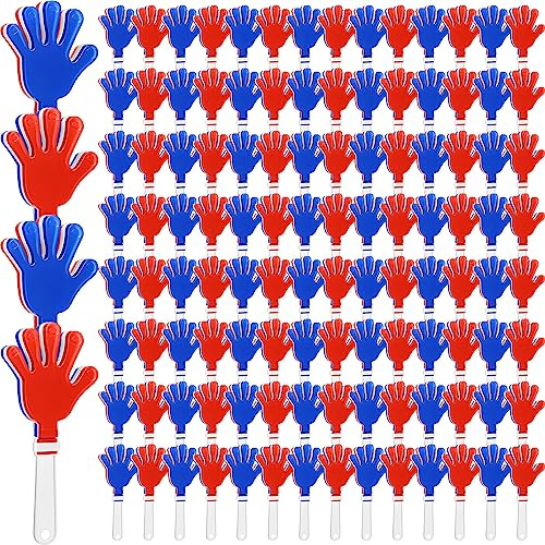Jenaai 120 Pcs Hand Clapper Bulk Noise Makers Red White Blue 7.5 Inch Clapping Hands Party Favors Plastic Noisemakers Noise Maker for Adult Sports Events Birthday Supplies Accessories
