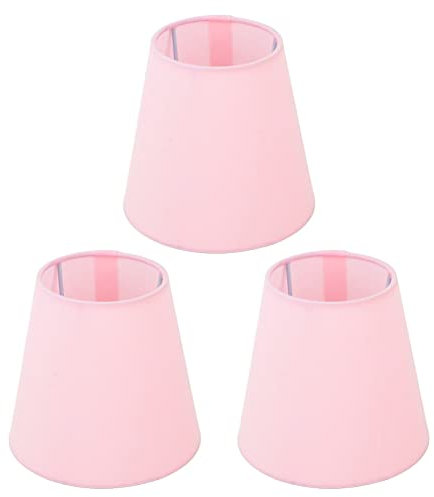3 Pantallas de Lámpara, Pantallas de Lámpara de Tela, Pantalla Moderna con Cubierta Antipolvo, 5.1 X 5.5 X 3.5 Pulgadas, Cubiertas de Pantalla para Lámpara de Vela E14, Lámparas (Rosa Claro)