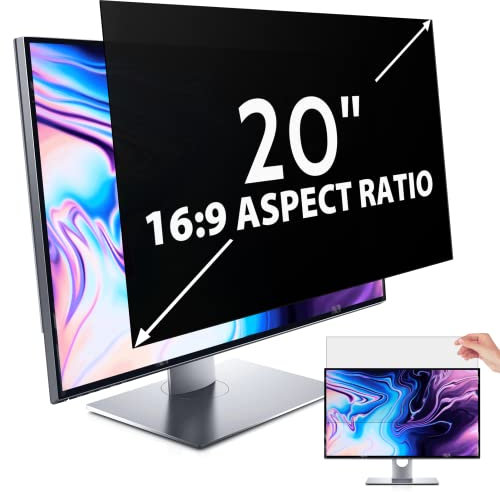 IPROKKO Laptop Privacy Screen 20 Inch for Hp/Dell/Acer/Lenovo/ThinkPad/Samsung/Asus/Sony, Removable 16:9 Aspect Laptop Shield, Anti Blue Light Glare Filter