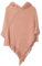 JFAN Strick Ponchos mit Damen Kapuze Cape Pullover Fransen Strickpullover Vielseitiger Kapuzen Schal Warm Coat Hoodie Rosa One Size