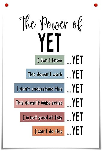 BFADMN The Power Of Yet Poster Therapie Büro Dekor DBT Leinwand Wandkunst Boho Klassenzimmer Wachstum Mindset Mental Health Prints School Counselor Power Of Now Decor Poster Kinderzimmer Wand 30,5 x