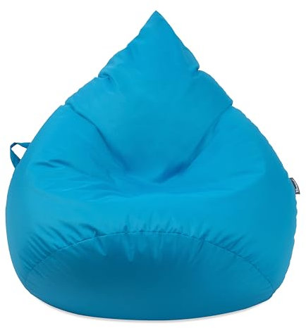 Droplet-Lounge Tropfenform Sitzsack mit Füllung | für Kinder Erwachsene | Indoor & Outdoor geeignet | Wasser-& Schmutzabweisend | Sitzkissen Bodenkissen Beanbag (XL Durchmesser 70 cm, Königsblau)
