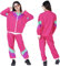 FWHFNB 80er Jahre outfit,90er Jahre outfit damen,Retro Trainingsanzug Herren,Disco Trainingsanzug,mit Jacke,Hose,Armbänder und Stirnband,für Karneval,Kostümpartys,cosplay (XL)