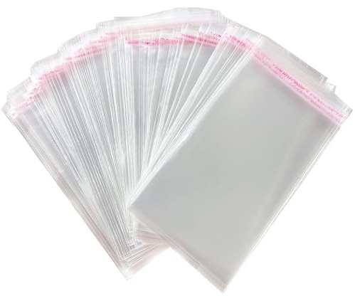 Zydiwo 300 Pièces Sacs Plastiques de Boulangerie Cellophane Transparente OPP Sac Autocollant Emballage Sachet Alimentaire Pochettes (10 * 20cm)