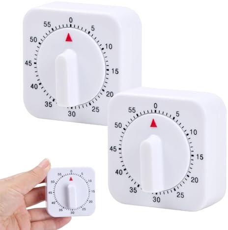 Eieruhr Mechanisch, 2 Stück Kurzzeitmesser, Eieruhr Mechanisch 60 Minuten, küchentimer Mechanisch Küchenwecker, Timer mit Lauter Alarm für Kochen, Sport, Studieren-Weiß (2 Stück Timer - Weiß)