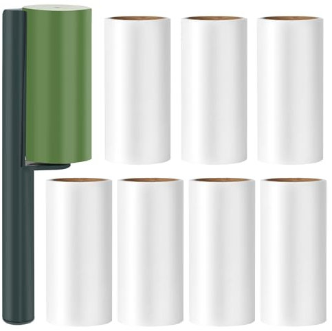 7 Rollen Fusselrolle Kleidung, Extra Klebrige Lint Roller 480 Blätter Selbstklebend Papier mit 1 Abroller und 1 Staubschutzhülle, Fusselrollen für Kleidung, Haare, Sofa, Bett, Katzenhaare, Hundehaare