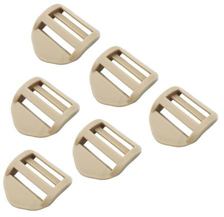 JEESHAN 6PCS 25mm Plastic Ladder Lock Buckles Ladder Slider Adjust Lock Buckle Adjustable Adjuster for Backpack Straps Webbing Strap-Khaki