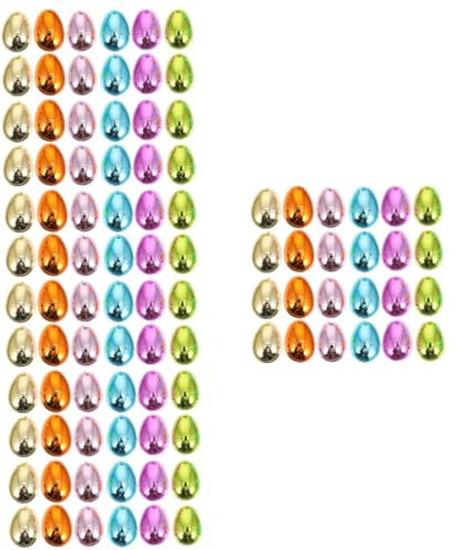 Cabilock 96 STK Ostereier Goldene Eier Ostern Helles Leeres Osterei Osterjagd-Ei Osterei Behälter Osterjagd-Spielzeug Boom-Ei Geschenke Plastik Kind Partybedarf Lebensmittel