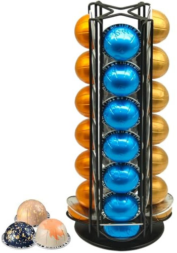 Meelio Nespresso Vertuo Pod Holder Carousel Stand - Organizer with Extra Space for 28 Capsules