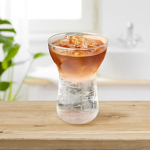 2 Stück 13,5 Unzen Klare Glasbecher, Taillen-Kaffeetasse, Eisgekühlte Americano-Tasse, Einlagige Tasse, Moderne Eiskalte Getränkebecher für Saft, Bier, Wein, Champagner, Cocktail, Zuhause, Küche, Bar,
