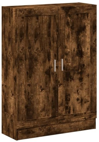 vidaXL Bücherschrank, Bücherregal mit 2 Türen 3 Fächern, Highboard für Wohnzimmer Arbeitszimmer, Büroschrank Beistellschrank, Räuchereiche Holzwerkstoff