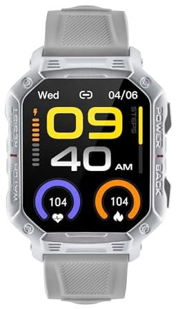 WATCHMARK Smartwatch Montre Ultra Gris Bracelet Silicone Modes Sport Résistant IP67 Résistant
