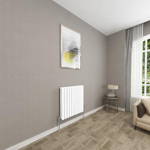 Sky bathroom | 600x590mm - Modern White Horizontal Double Panel Oval Column Radiator Central Heating Designer Radiator