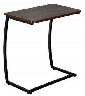 VBChome Mesa auxiliar de 55 x 35 x 60 cm, color marrón oscuro y negro, aspecto de madera, mesa auxiliar para ordenador portátil, mesa de café, mesa de café, mesita de noche, dormitorio, oficina,