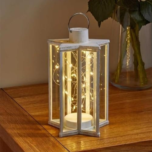 Marco Paul Firefly Star Lantern Large Fire Fly Effect Lantern Battery Operated Hanging Indoor or Outdoor Light Garden Home Lighting Patio Xmas Ornament Lamp White